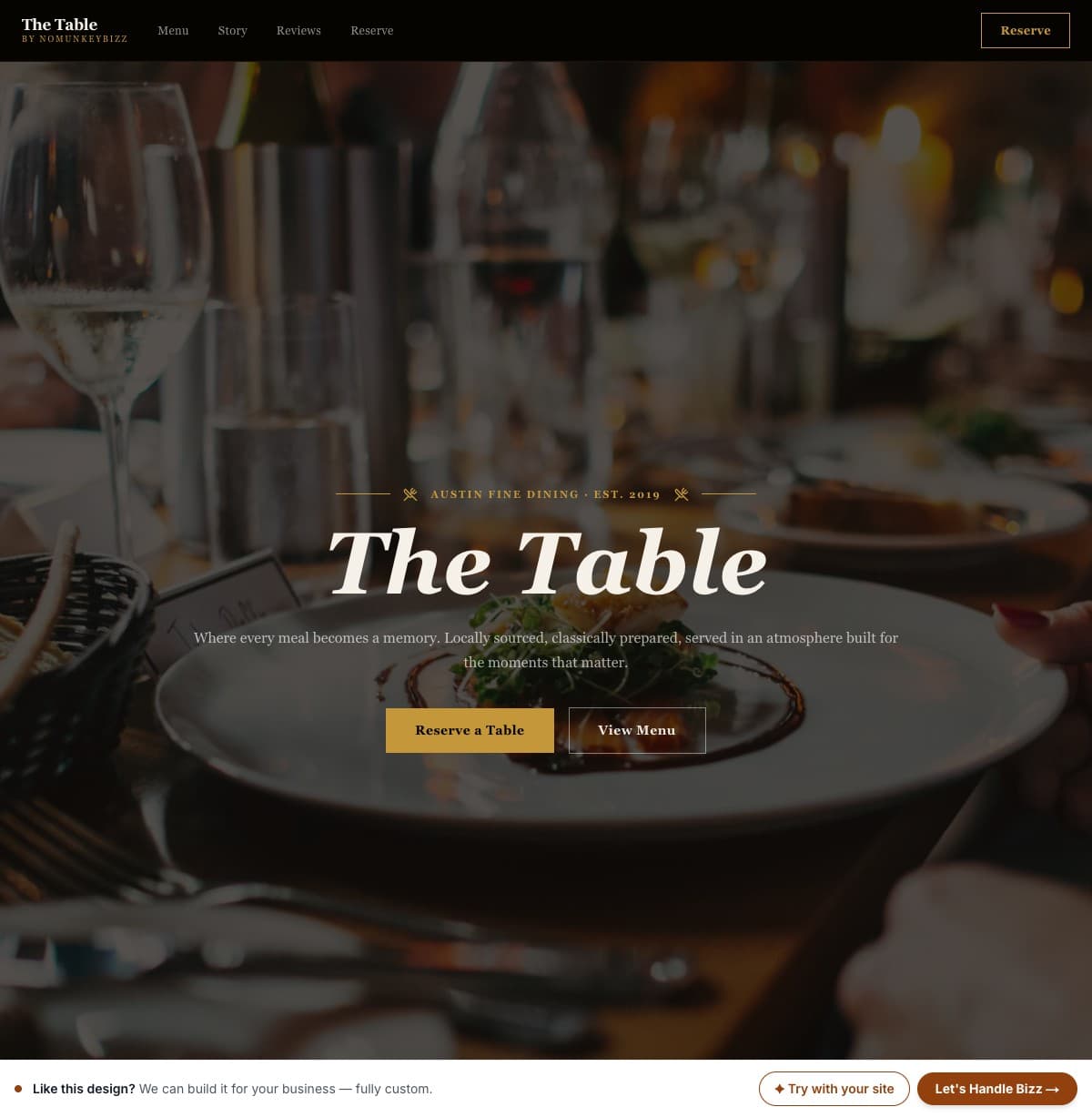 The Table template preview